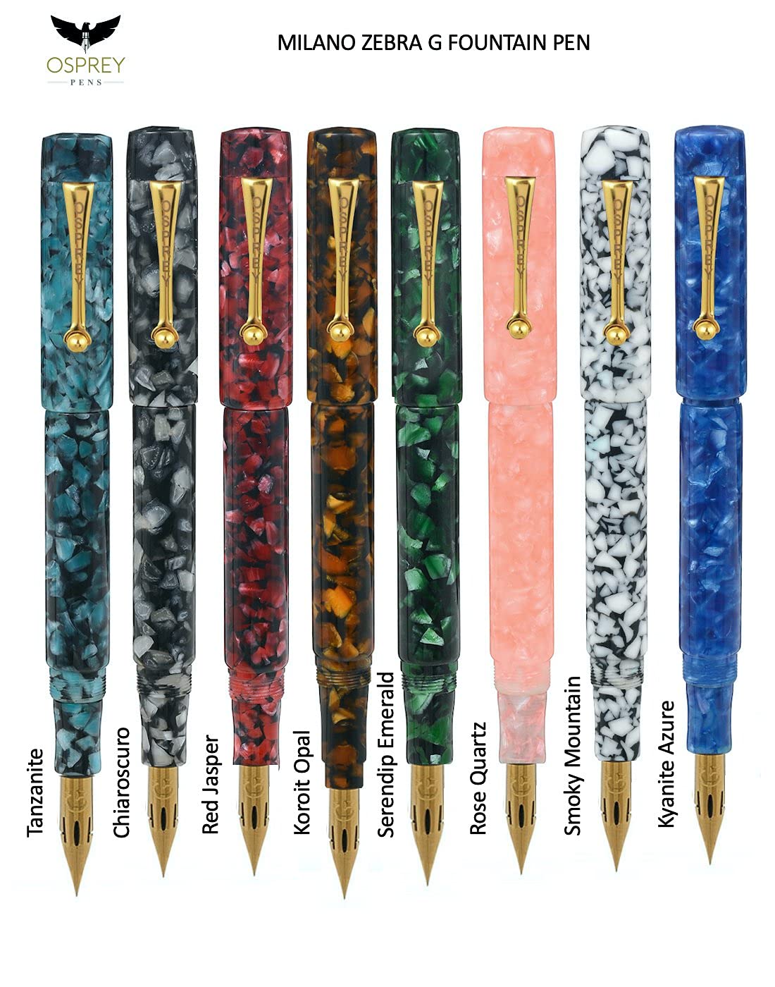 Milano Zebra G Fountain Pen - Rose Quartz with Gold Plated Clip | Calligraphy, Sketching & Writing | Premium Gift for Artists & Professionals