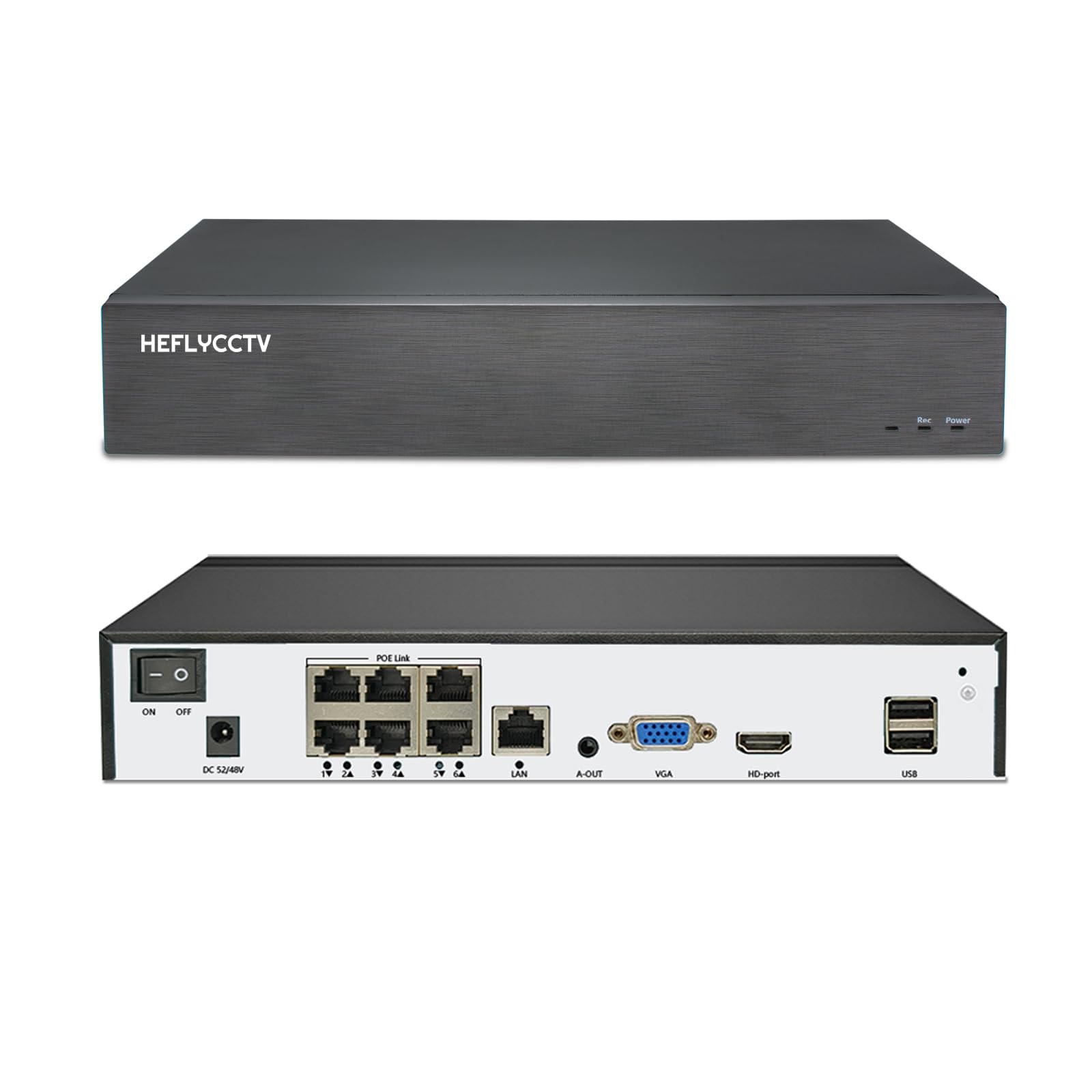 HEFLYCCTV 4K 10CH NVR Security System - 8MP/4K POE Network Video Recorder with 6-Channel POE Switch, Supports 10 IP Cameras & 8TB HDD for Home/Office Surveillance (No WiFi) - Perfect for 24/7 Security Monitoring & Remote Viewing