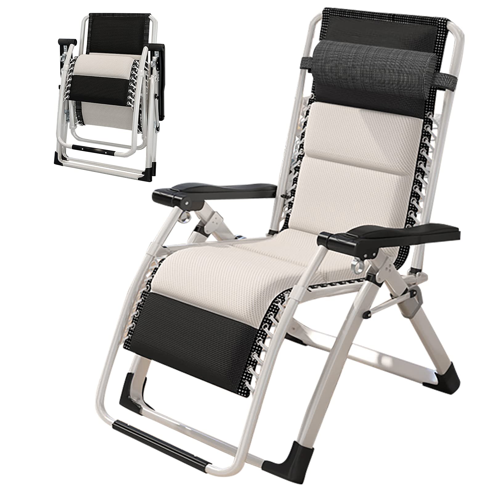 **Premium Zero Gravity Reclining Lounge Chair - Foldable Patio Chaise with Detachable Cushion, Headrest & Cup Holder - Perfect for Backyard, Poolside & Outdoor Relaxation**