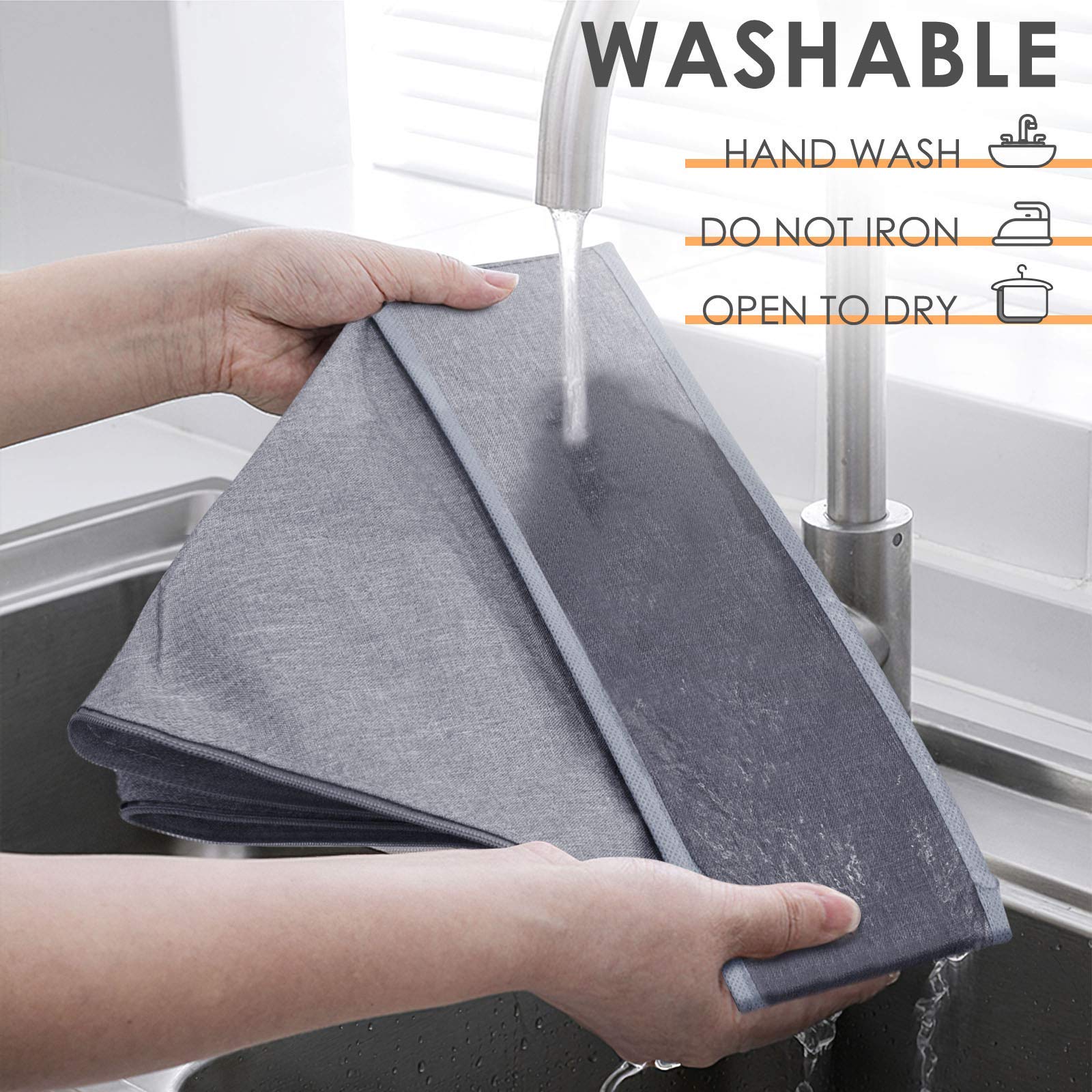Criusia 3-Pack Sock & Underwear Organizer Dividers - 64-Cell Foldable Fabric Drawer Storage Box for Socks, Underwear, Ties (16+24+24 Cells, Gray) | Closet Cabinet Organization for Men & Women