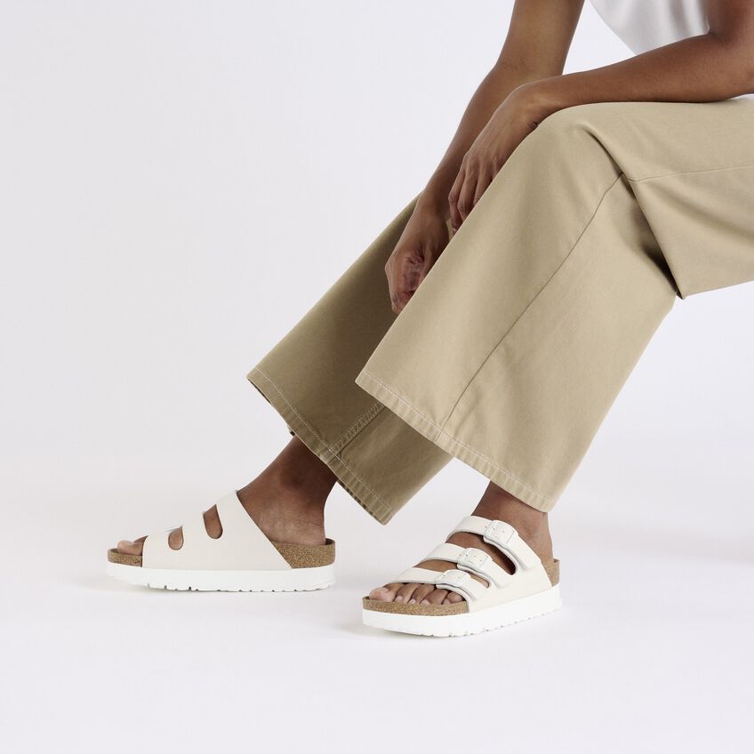 Birkenstock Florida Platform Vegan Sandals in Eggshell - Comfortable & Stylish for Women | Perfect for Casual Wear, Beach Outings & Summer Fashion