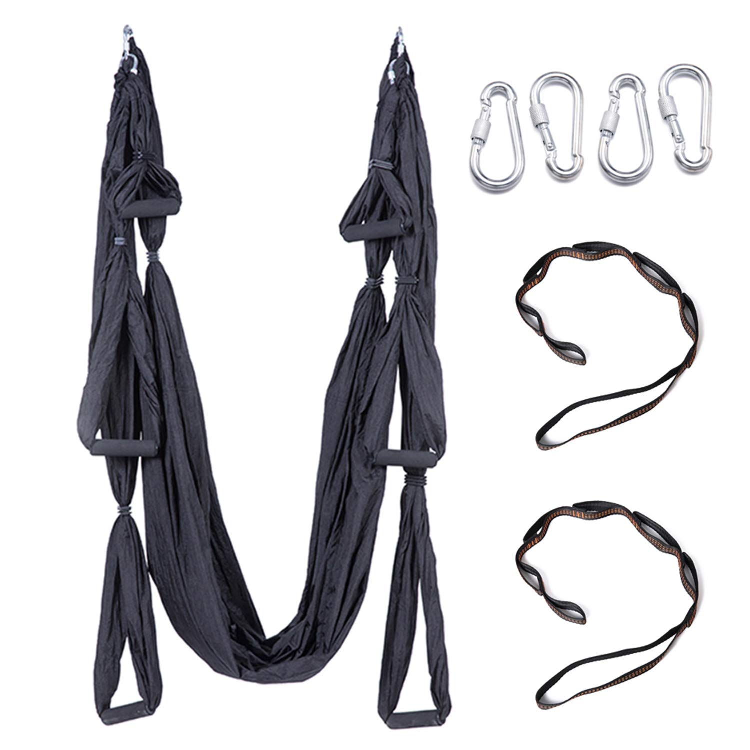 Aerial Yoga Swing Set with 2 Extension Straps - Anti-Gravity Ceiling Hanging Yoga Sling for Adults & Kids - Wide Flying Yoga Inversion Tool for Home Gym, Studio Workouts & Relaxation
