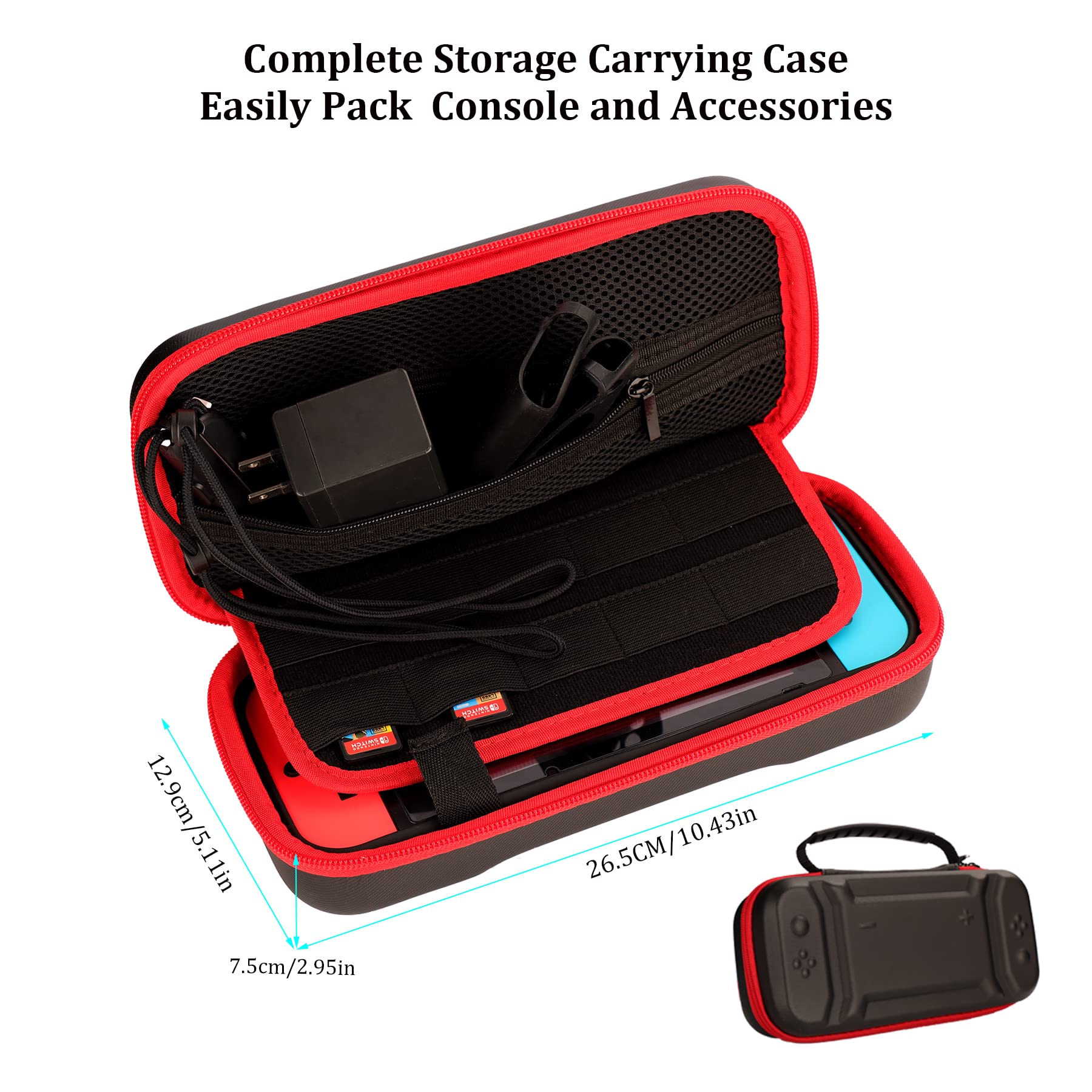 Premium Nintendo Switch Accessories Bundle - 23-in-1 Kit with Carrying Case, Steering Wheels, Screen Protectors, Charging Dock, Joy-Con Grips & Thumbstick Caps - Perfect for Gaming On-The-Go, Travel Protection & Enhanced Gameplay Experience