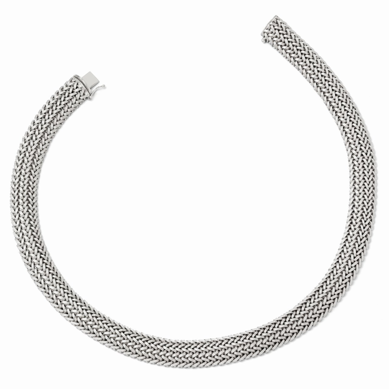 Elegant Sterling Silver Polished Mesh Braided Necklace for Women - Perfect for Everyday Wear, Parties & Special Occasions