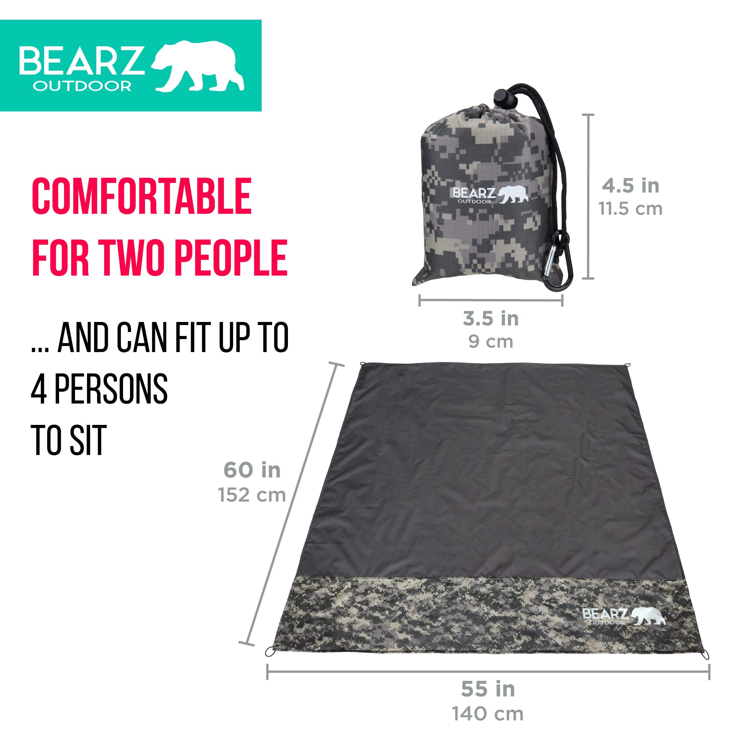 Waterproof Portable Pocket Blanket for Beach, Camping & Picnic - Lightweight Travel Blanket with Stakes - Outdoor Picnic Mat & Camping Tarp (Camouflage) | Perfect for Hiking, Backpacking, Beach Days & Outdoor Adventures