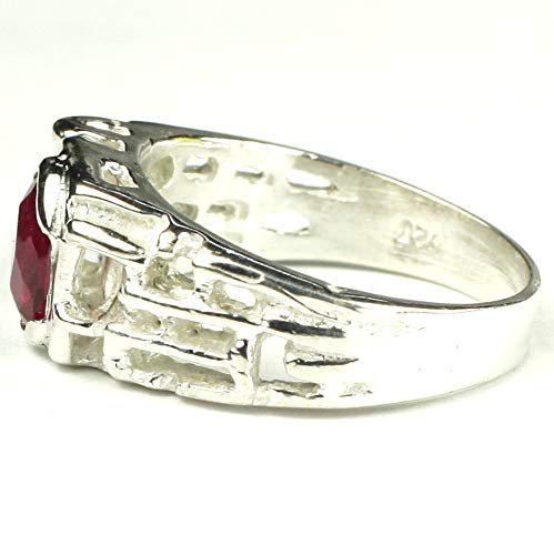 CRIMSON FIRE TOPAZ Sterling Silver Men's Ring for Gifts & Weddings •SR197 | Durable 925 Silver Jewelry for Men, Anniversary & Engagement Rings