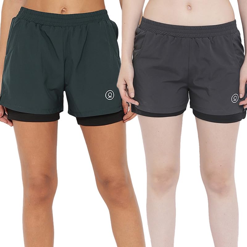 CHKOKKO Women's Double Layer Sports Shorts - Gym Workout Running Shorts for Women | High-Performance Athletic Shorts for Training, Jogging & Yoga