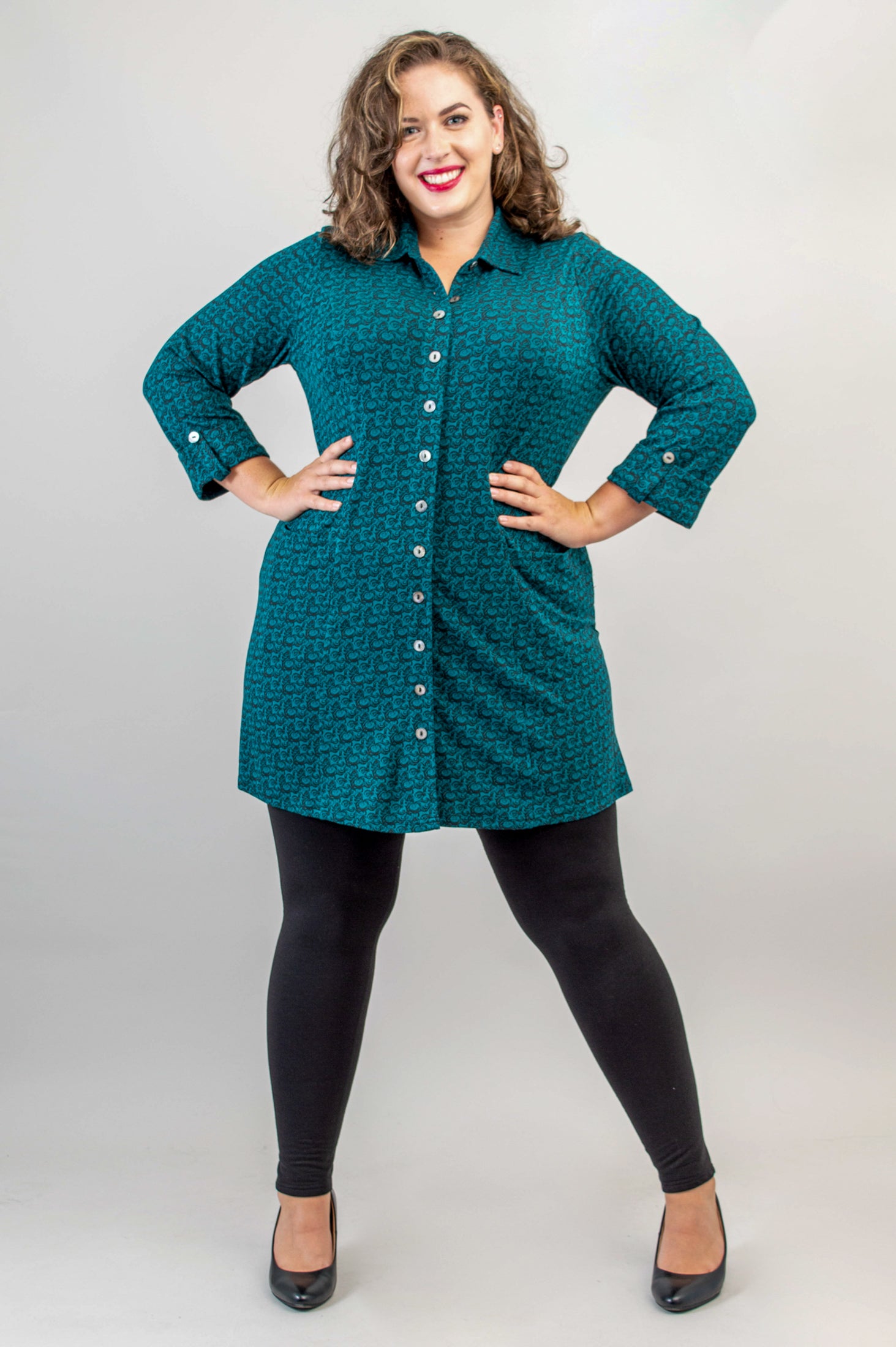 Charlie Tunic in Ocean Waves Print - Soft Bamboo Fabric Women's Top - Perfect for Beach Vacations & Summer Outings