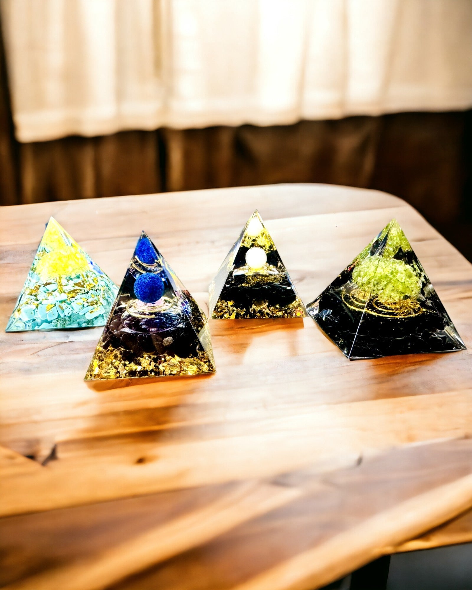 Orgonite Pyramid with Black Obsidian Stone - Chakra Healing Energy Generator for Reiki, Meditation & Spiritual Balance | Home Decor, Office Feng Shui & Yoga Studio Accessory