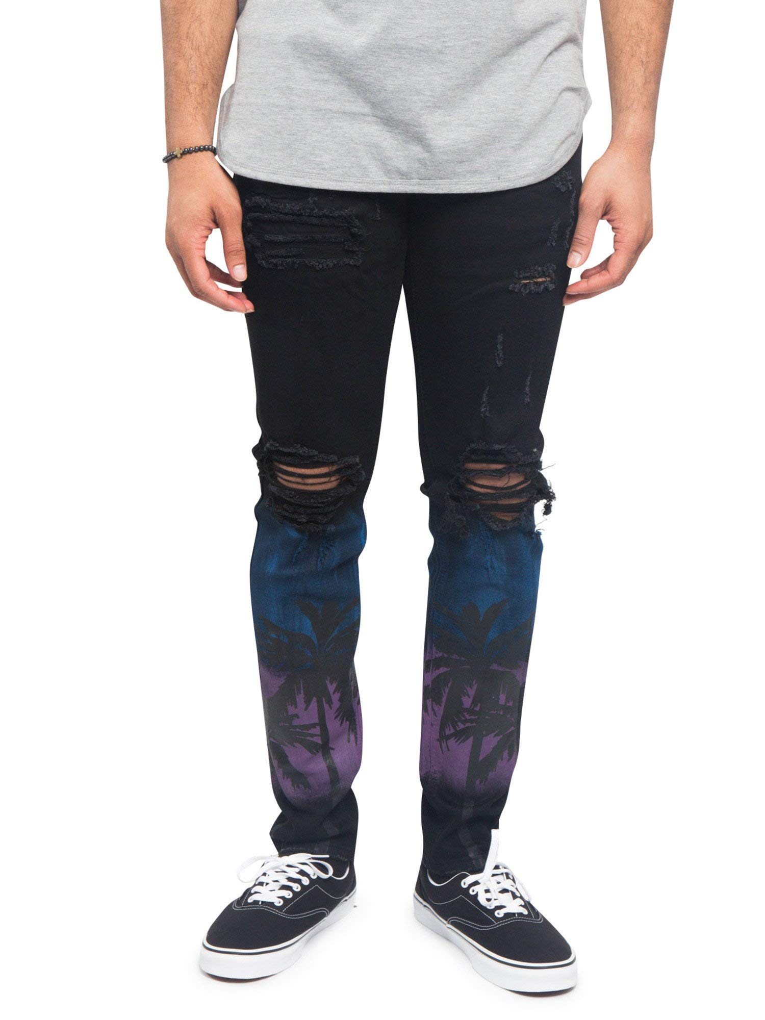 Victorious Distressed Ripped and Torn Streetwear Jeans for Men & Women - Trendy High Waist Skinny Denim Pants for Urban Fashion & Night Out