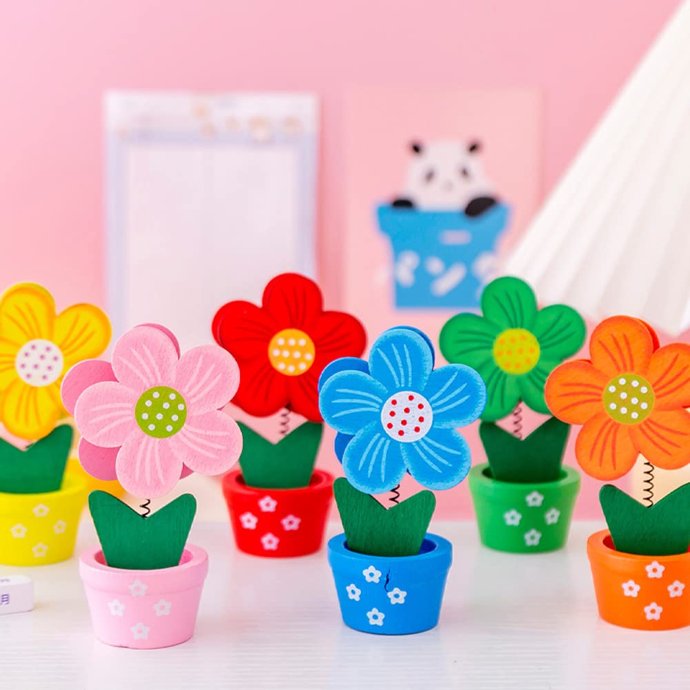 Teensery 6 Pcs Wooden Photo Holders - Table Name Card Stands, Flower Pot Picture Clips for Wedding, Birthday Party & Home Decor (Ideal for Place Cards, Memo Notes & Photo Displays)