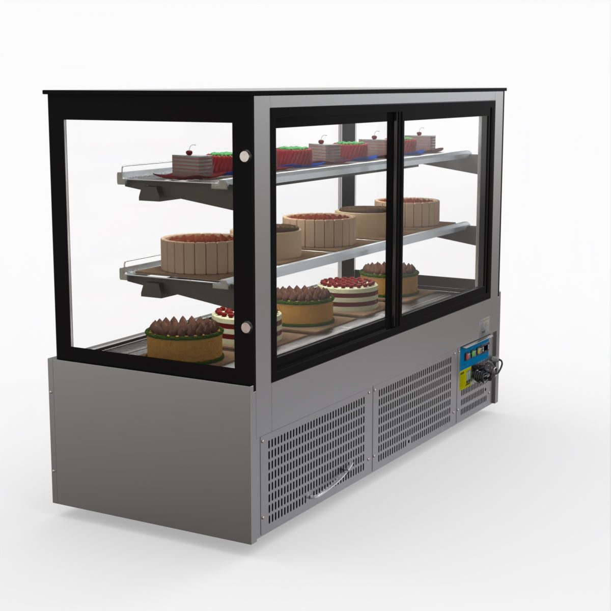 Bonvue SG180FA Commercial Refrigerated Display Case - Dual Glass Door Merchandiser for Deli, Bakery & Grocery - Perfect for Supermarkets, Convenience Stores & Cafes