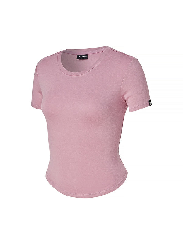 Soft Tension Round Crop Top for Women - Stretchy Comfort Fit Summer Fashion T-Shirt | Perfect for Yoga, Beach & Casual Outfits