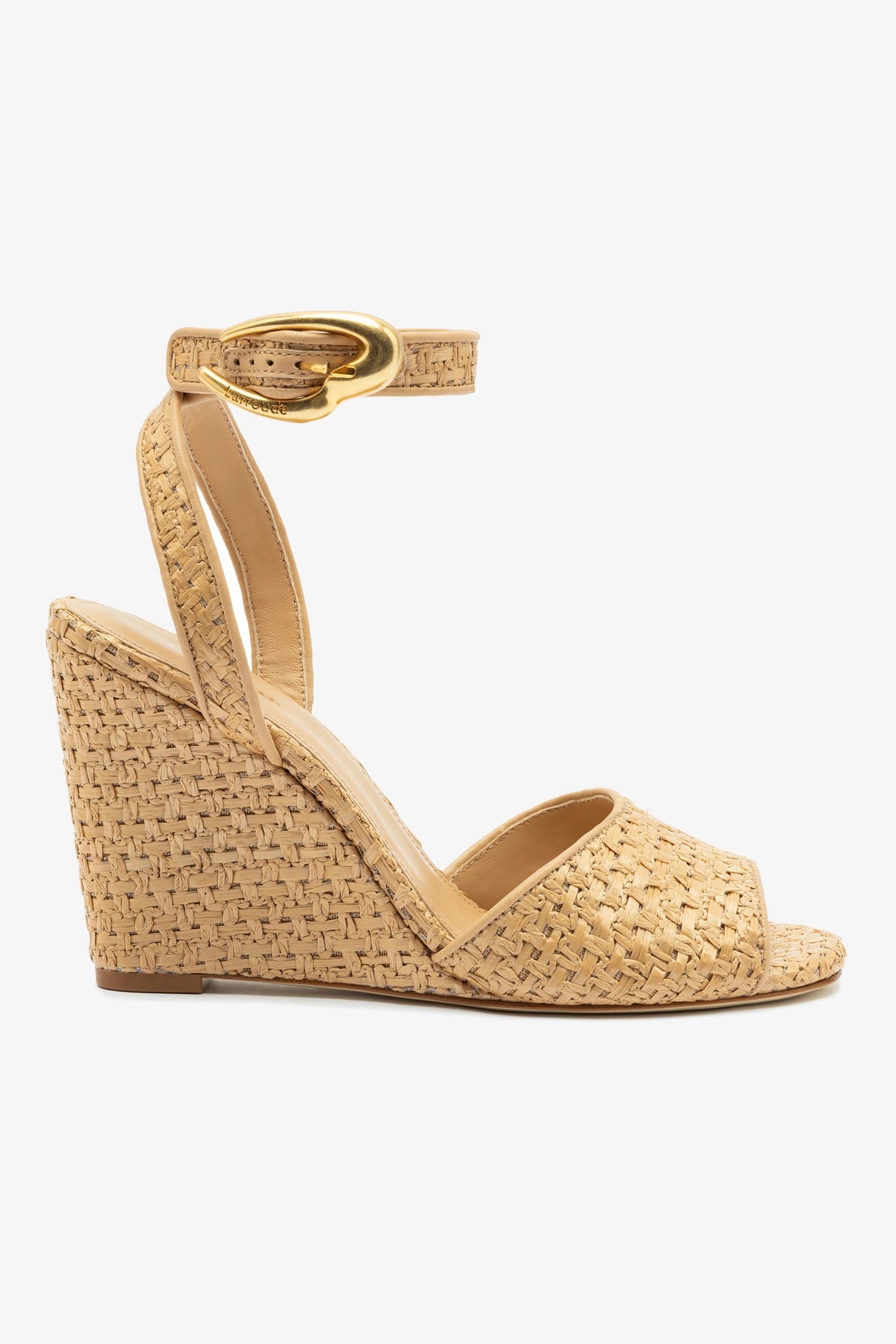 Yves Verona Wedge Sandals in Beige Leather & Natural Raffia - Comfortable Summer Wedges for Beach, Vacation & Casual Outings