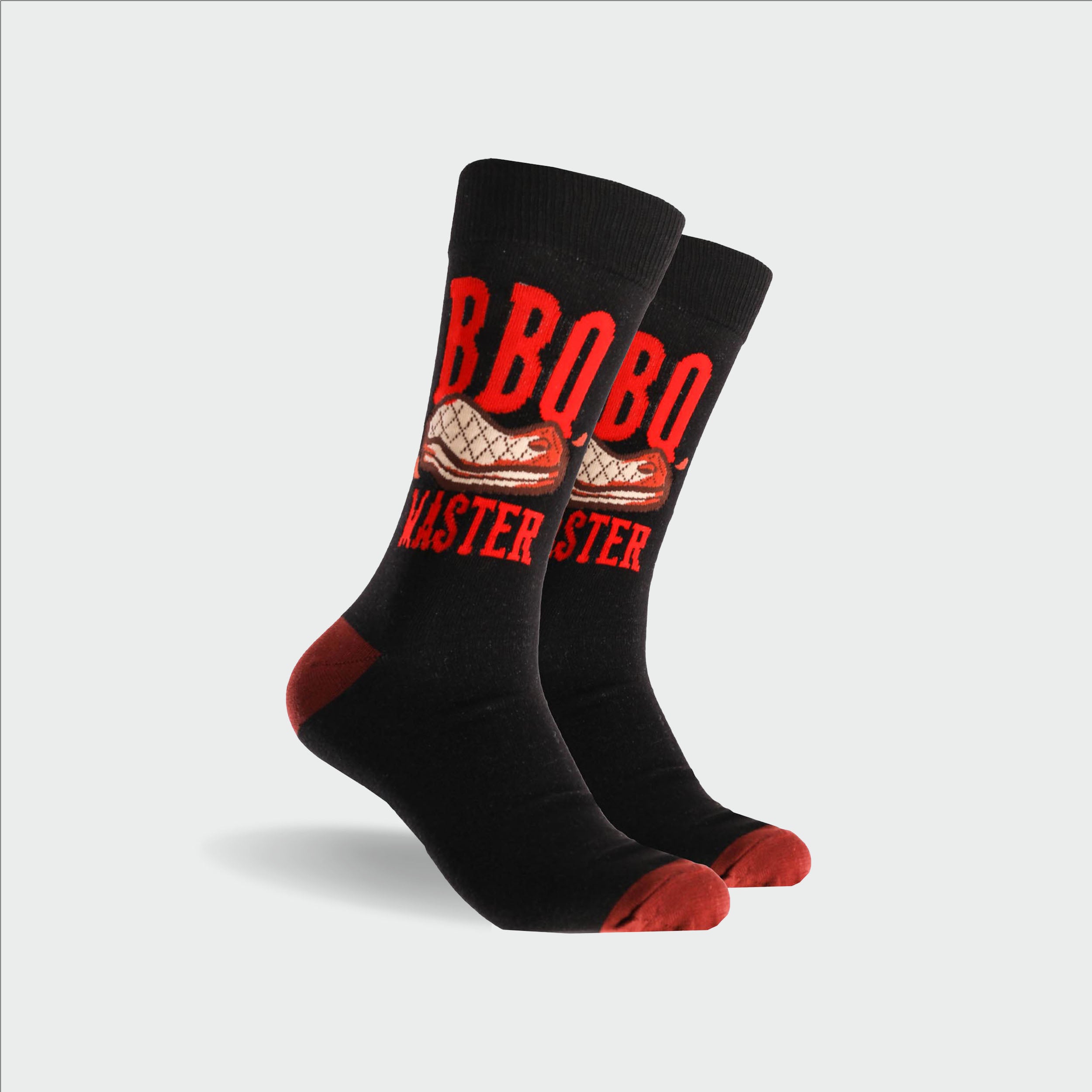 BBQ Master Cotton Crew Socks for Men - Comfortable & Breathable Black Socks - Perfect for Grilling, Outdoor Cooking & Casual Wear