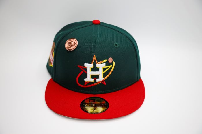 New Era Houston Astros City Connect 59Fifty Fitted Cap - Dark Green & Scarlet - Official MLB Baseball Hat for Men & Women - Perfect for Games, Streetwear & Fan Collections