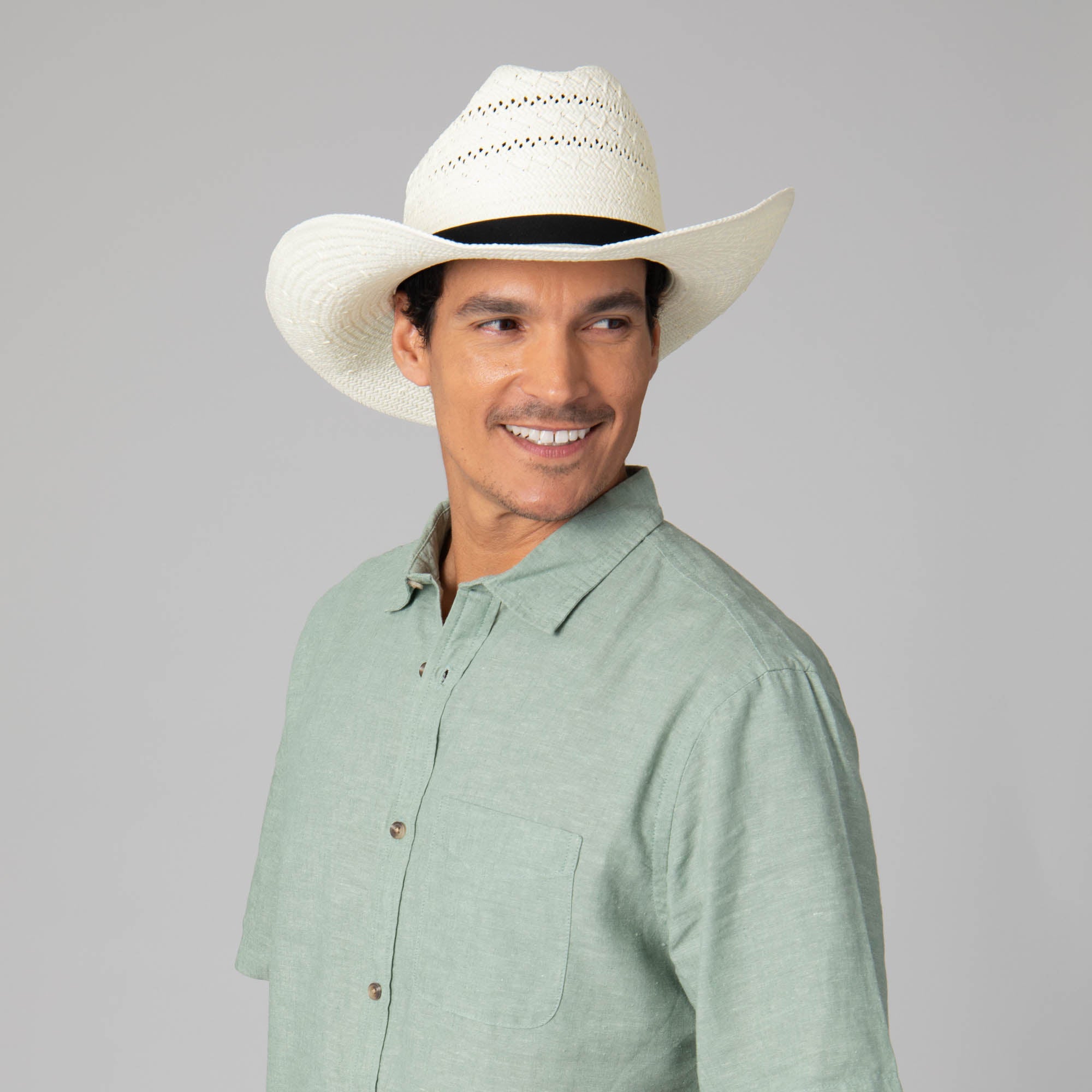 Men's Ivory Cowboy Hat with Cattleman's Crease - Western Style Rancher Hat for Rodeo, Country Music Festivals & Outdoor Adventures