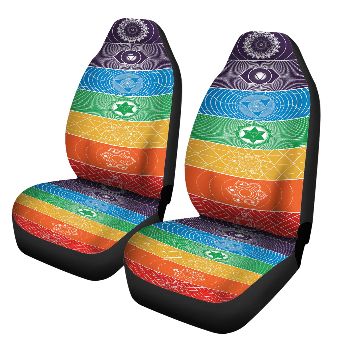 Chakra Yoga Car Seat Cover - Premium Spiritual Meditation Car Accessory for Stress Relief & Comfort - Perfect for Yoga Lovers, Commuters & Road Trips