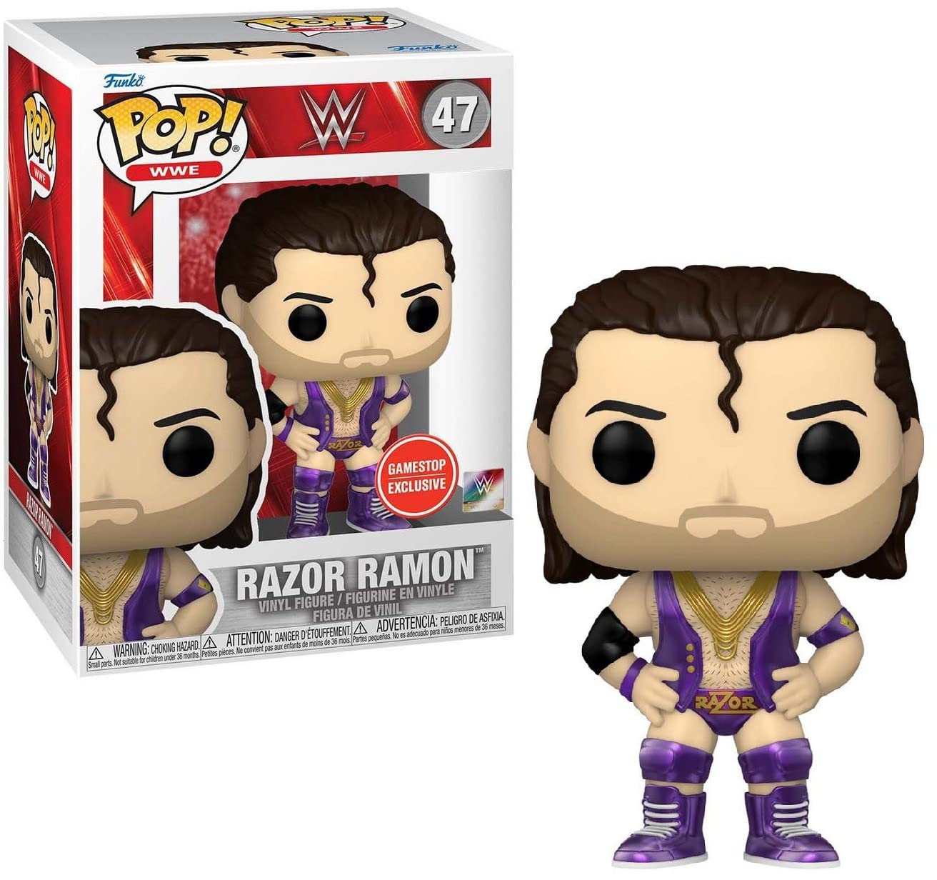 WWE Razor Ramon Exclusive 3.75 Inch Purple Metallic Action Figure #47 - Collectible Wrestling Toy for Display & Play Battles