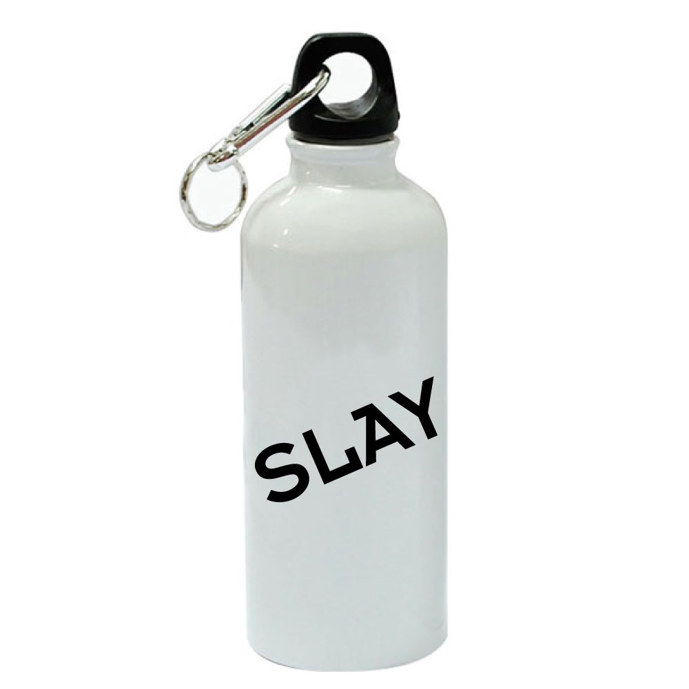 Slay White Aluminum Sports Water Bottle - 20 oz Insulated Stainless Steel Leakproof BPA-Free for Gym, Hiking & Outdoor Activities