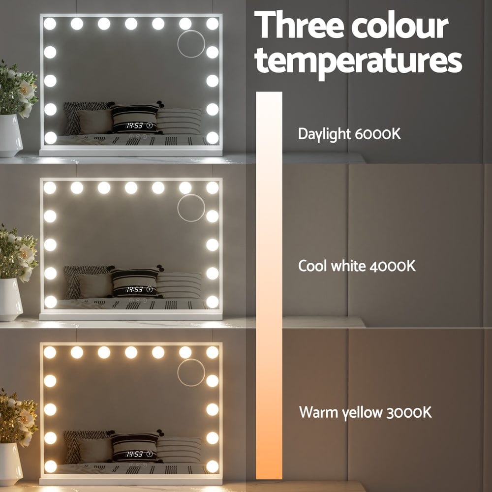 Embellir Hollywood Makeup Mirror with 15 LED Lights - 58x45cm Vanity Mirror with Touch Control & Adjustable Brightness - Perfect for Makeup Application, Skincare Routine, and Salon Use