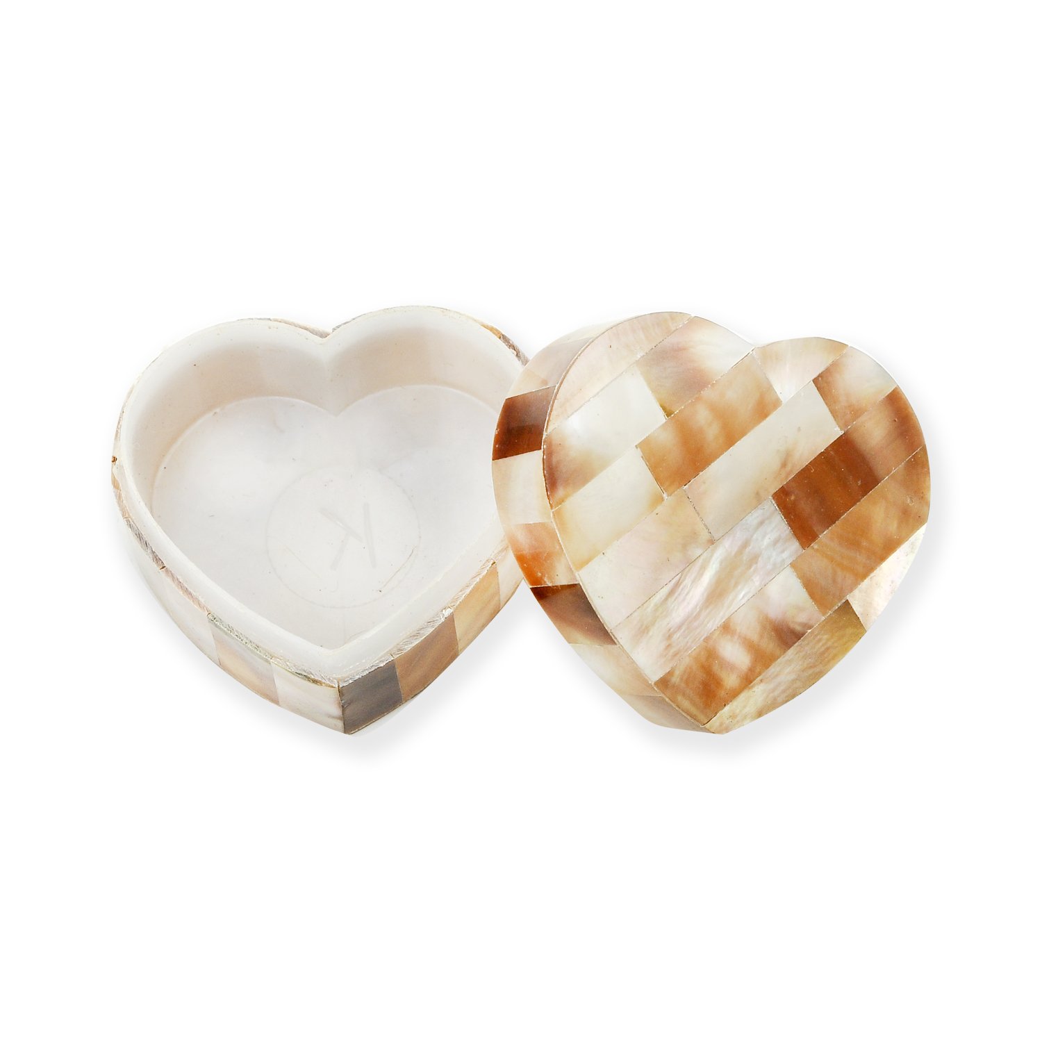 Natural Mother of Pearl Jewelry Box - Pink Heart Shaped Case for Rings, Bracelets & Necklaces (1.8