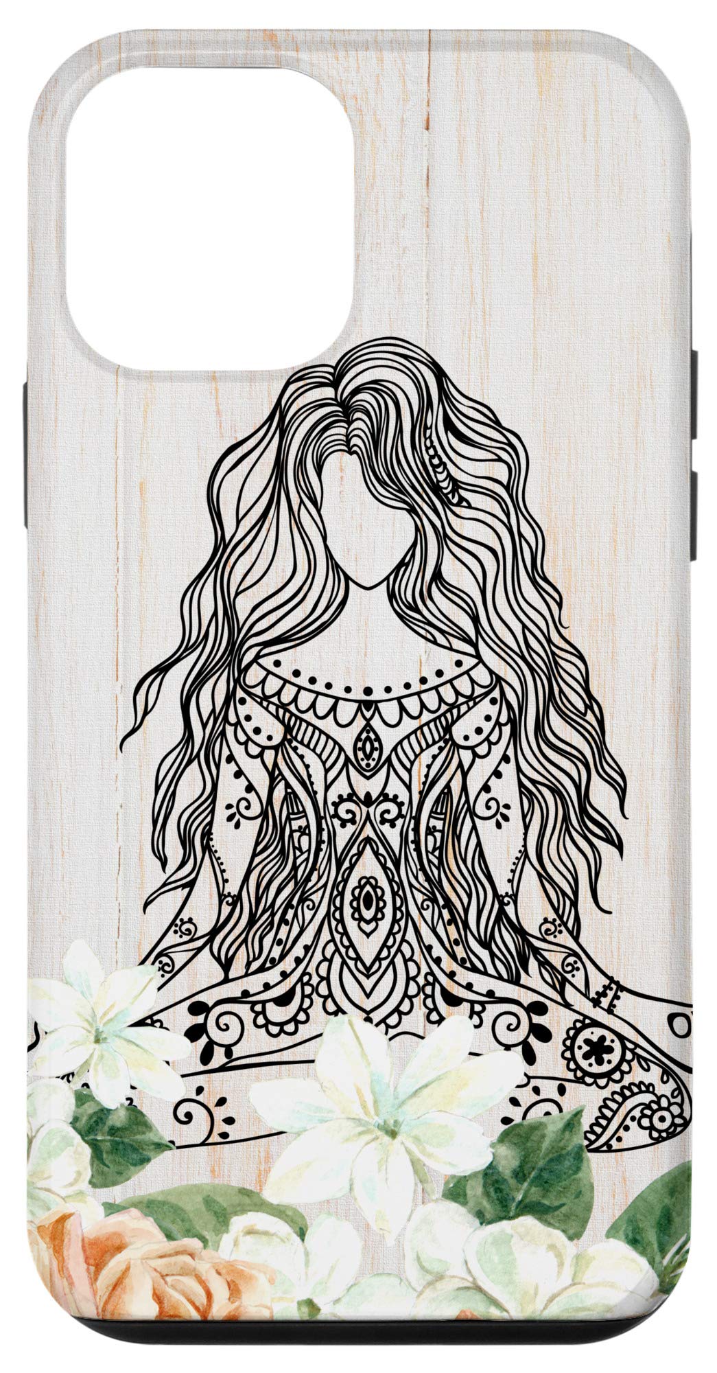 iPhone 12 Mini Case - Namaste Meditation Yoga Rose Floral Woodgrain Design | Protective Phone Cover for Yoga Lovers & Nature Enthusiasts | Perfect for Meditation, Yoga Practice & Everyday Use