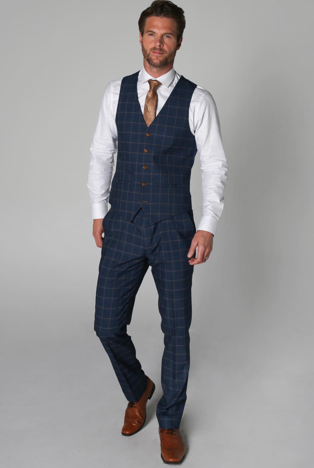 Hamleys Navy Blue Men's Three Piece Suit | Formal Business Attire | Perfect for Weddings, Office & Special Occasions