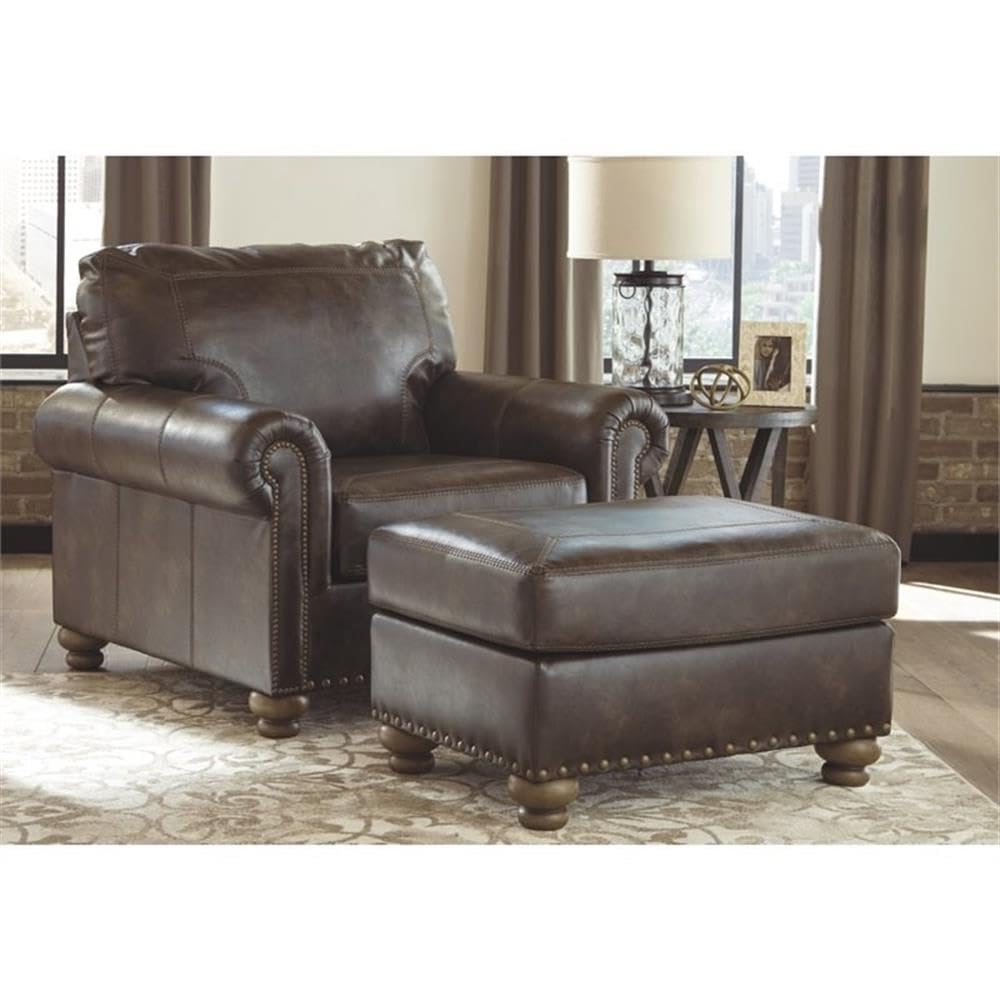 BOWERY HILL Coffee Brown Storage Ottoman with Tufted Top - Perfect for Living Room, Bedroom, or Home Office Footrest and Extra Seating