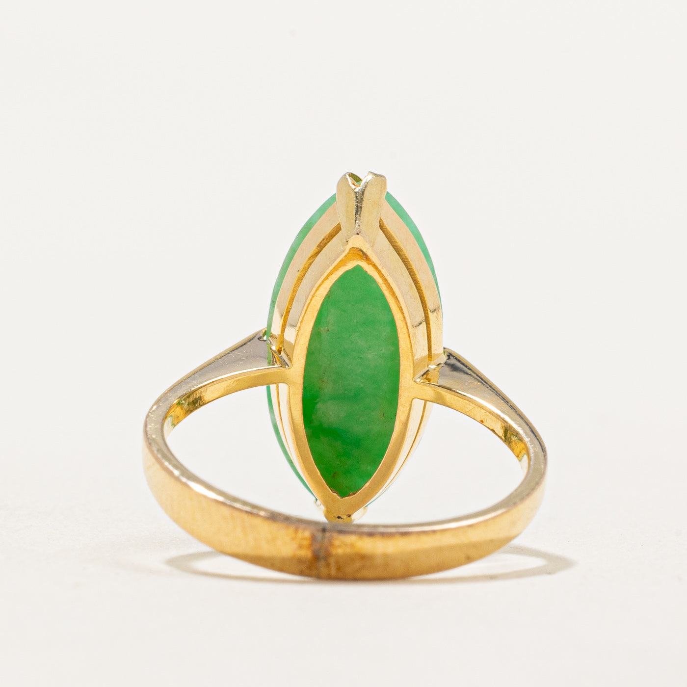 Solitaire Marquise Cabochon Jade Cocktail Ring - 3.60ct Genuine Jade - Size 4.5 - Elegant Statement Jewelry for Weddings, Parties & Special Occasions