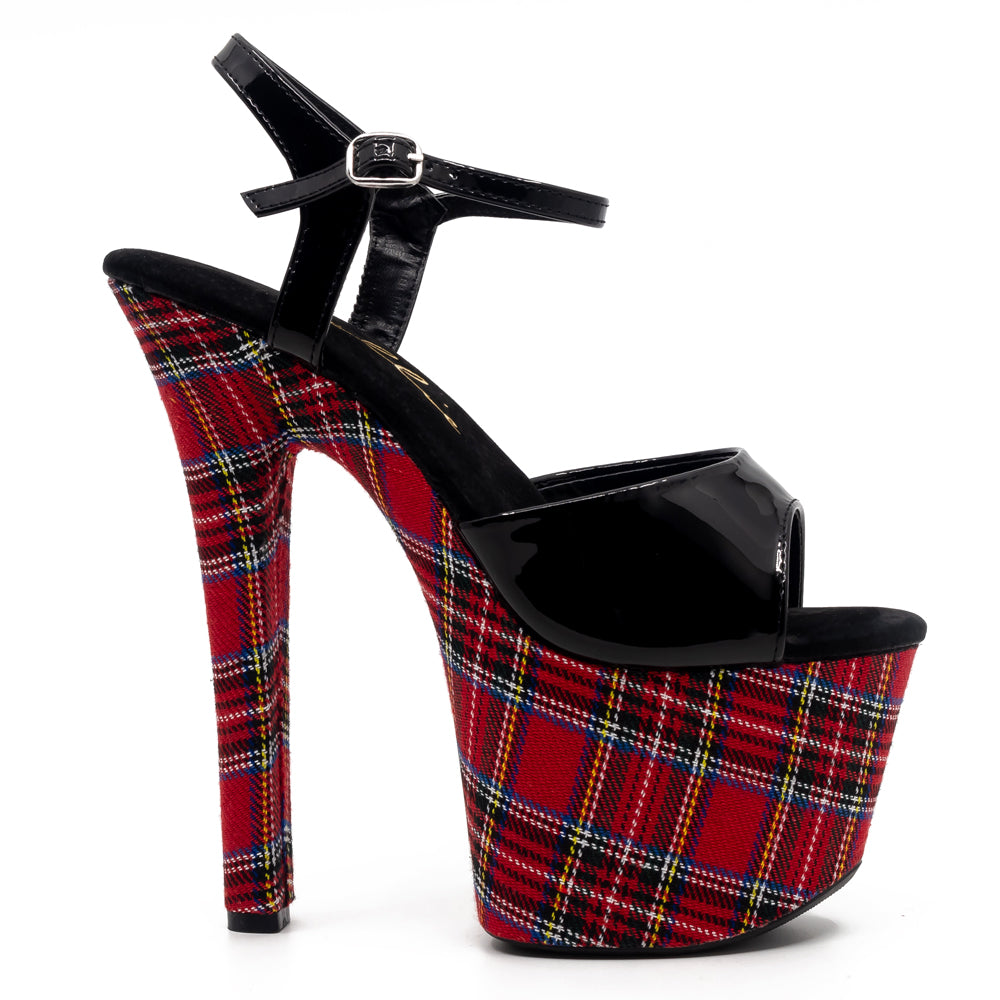 Ellie Shoes Mary 7 Stiletto Plaid Platform Sandals - Women's High Heel Dress Shoes for Party, Wedding & Evening Out