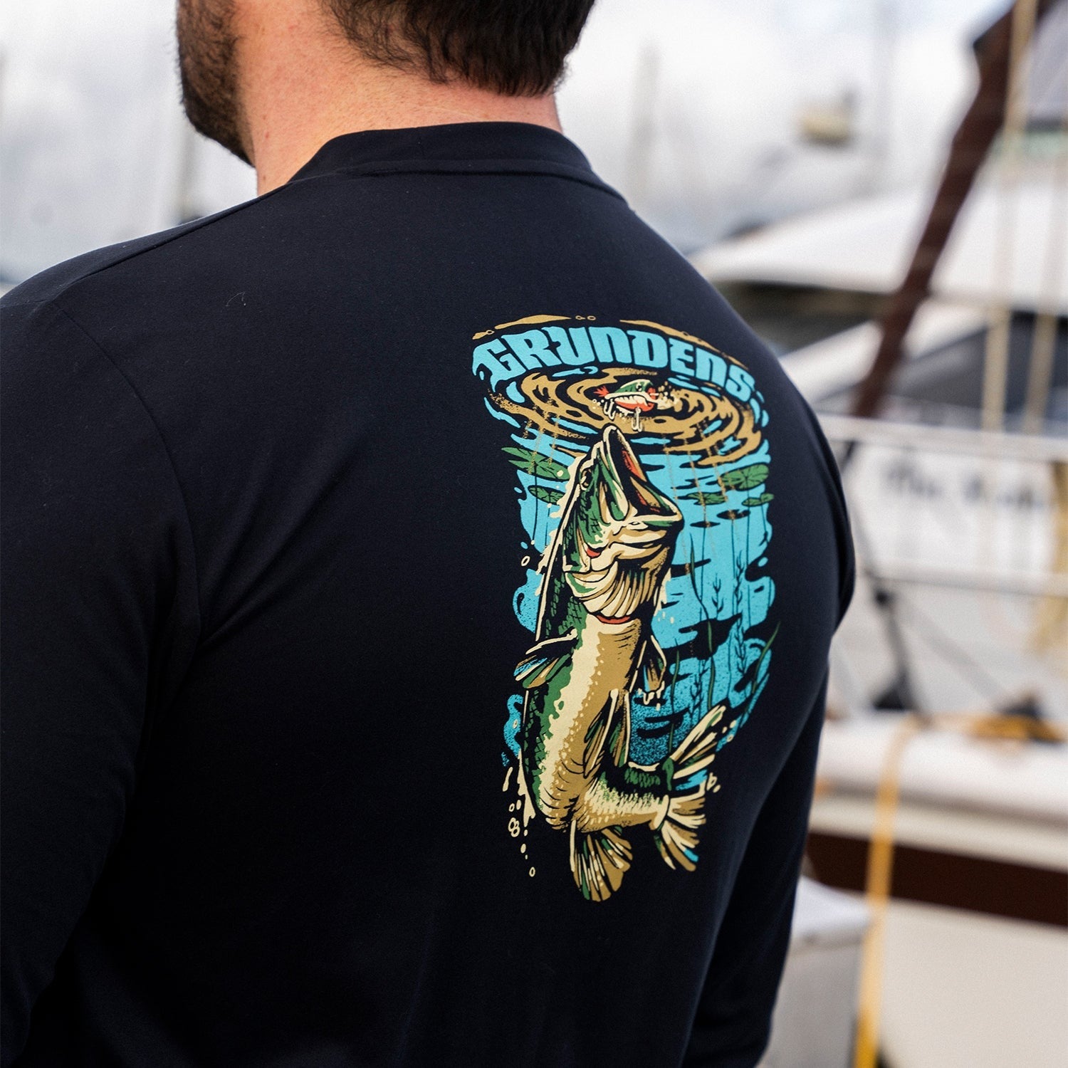 Grundens Bass Popper Long Sleeve Fishing Shirt - Moisture Wicking, UV Protection & Breathable Tech Tee for Anglers - Perfect for Bass Fishing, Boating & Outdoor Adventures
