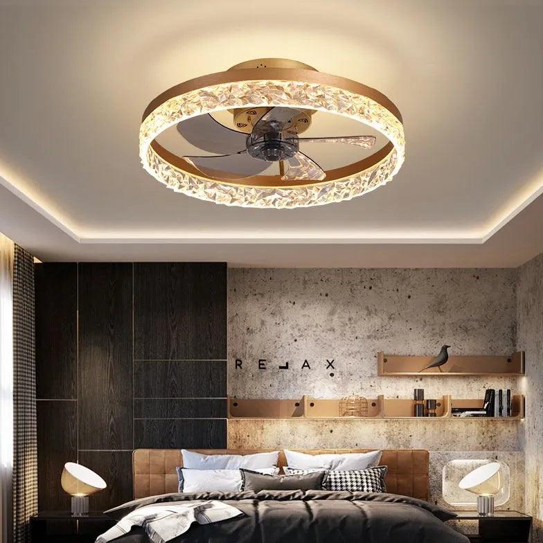 Modern Ring Light Ceiling Fan with LED Lighting - Perfect for Living Room, Bedroom, and Home Office