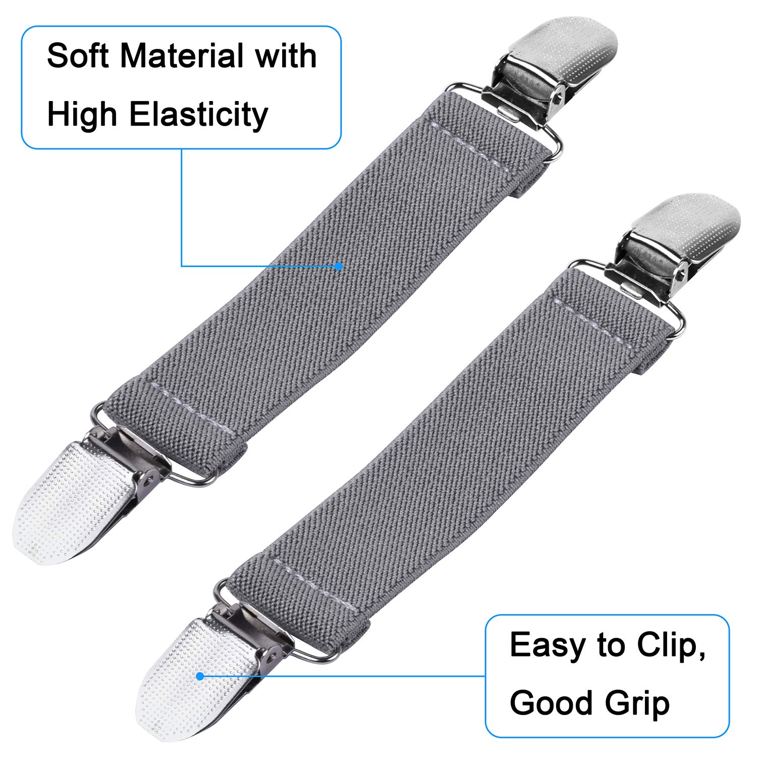 Wisdompro 4-Pack Mitten Clips with Elastic Strap - Winter Glove Holders for Toddlers, Kids & Adults - Keep Gloves Together for Skiing, Snowboarding & Outdoor Activities