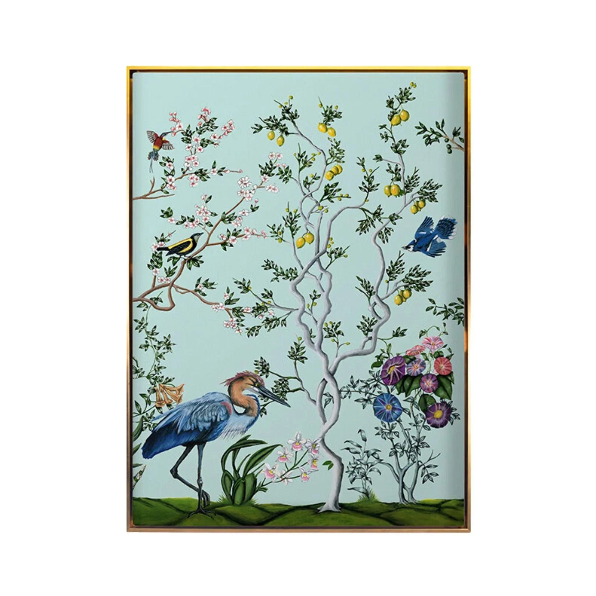 Vintage Chinoiserie Bird and Branch Framed Wall Art Set of 3 - Asian-Inspired Home Decor for Living Room, Bedroom & Office