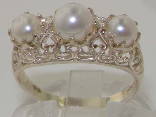 925 Sterling Silver Cultured Pearl Women's Band Ring - Elegant Stackable Jewelry for Everyday Wear, Gift for Her, Wedding, Anniversary & Special Occasions