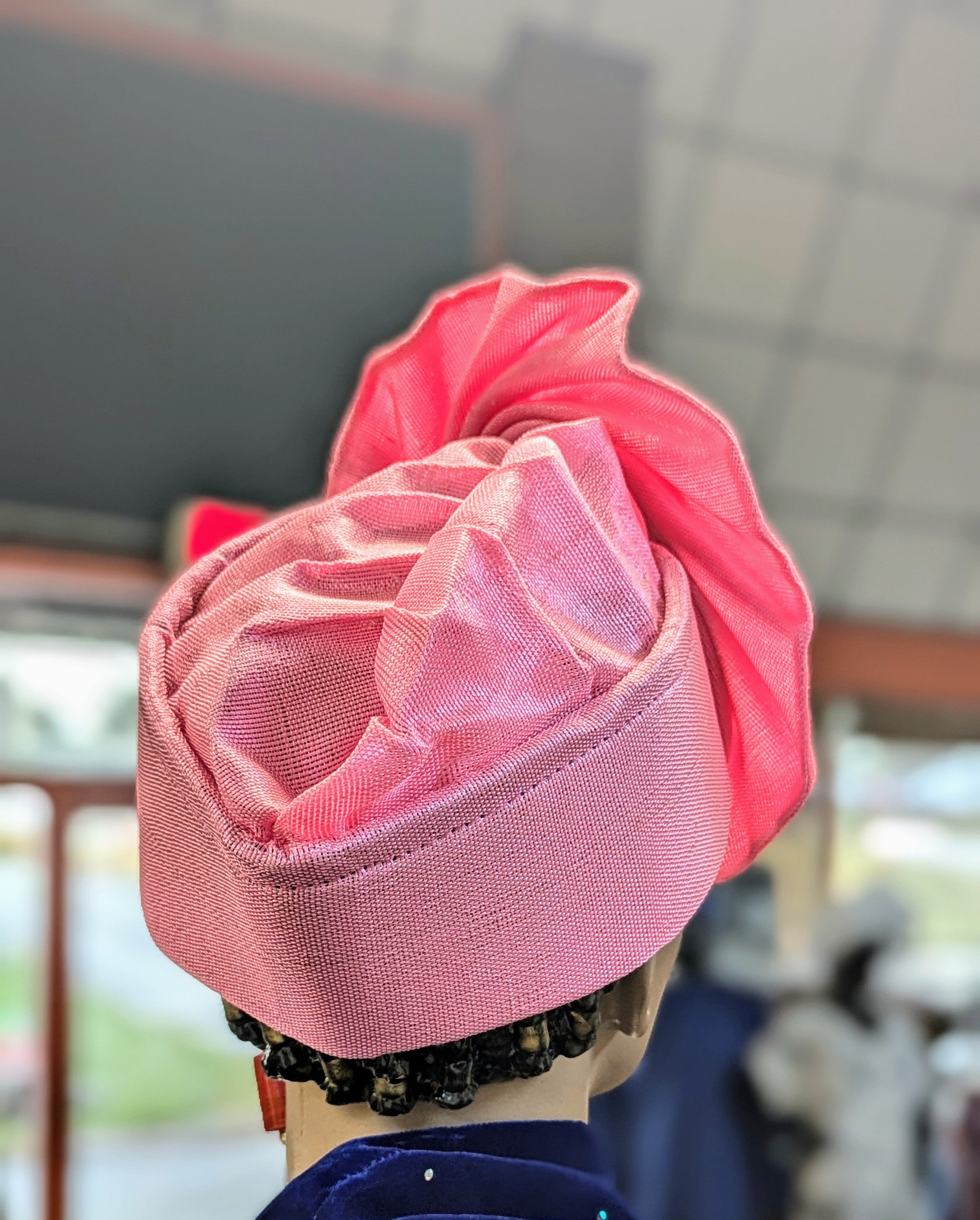 Dupsie's Emem Aso Oke Autogele Ready Gele - African Pre-Tied Crown Head Wrap Hat for Women - Elegant Traditional Headpiece for Weddings, Parties & Special Occasions (DPAGBPR32)