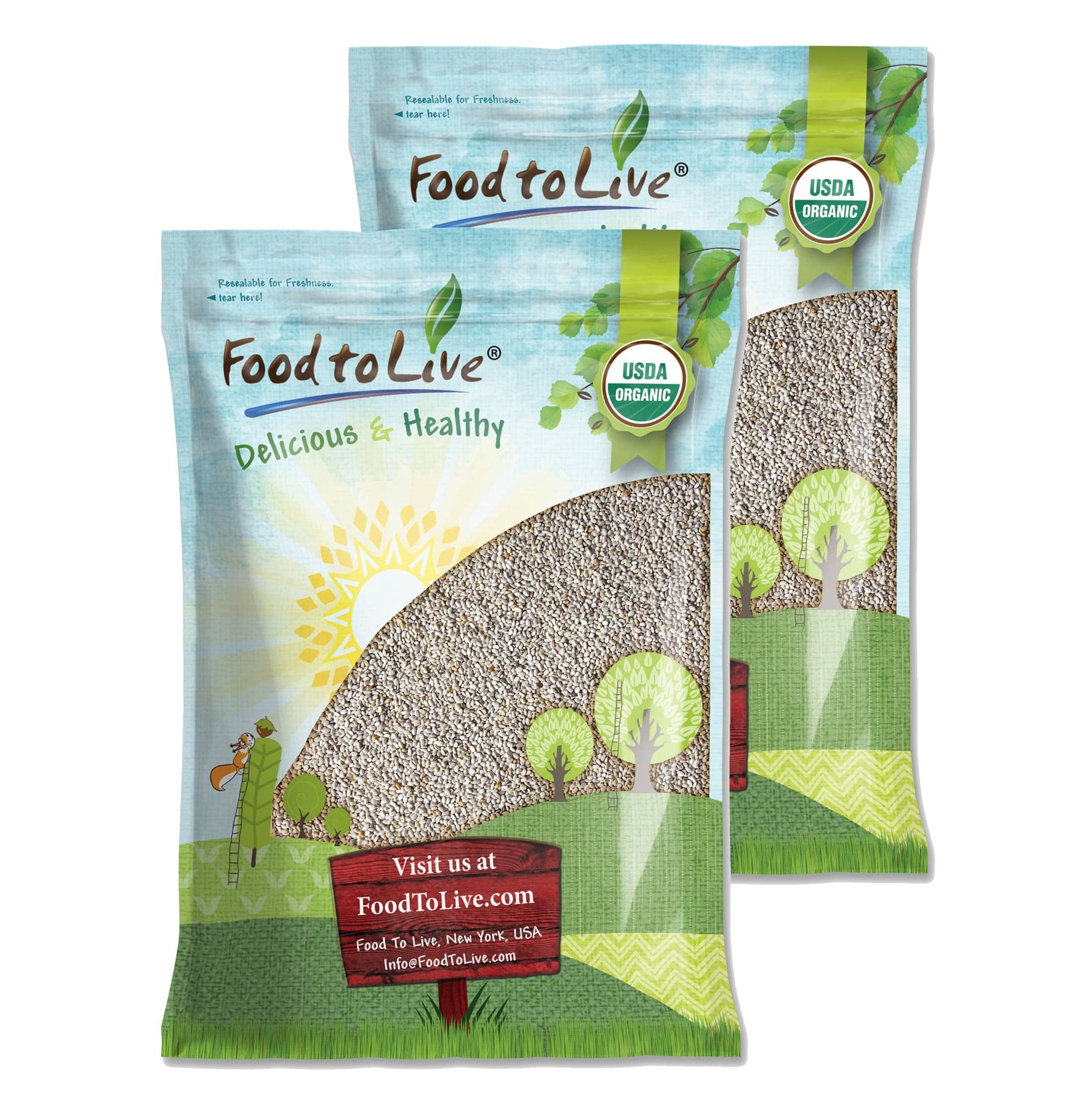 Organic White Chia Seeds, 15 Pounds – Whole, Raw, Kosher, Keto, Vegan, Bulk – Rich in Omega 3, Omega 6, Fiber & Protein – Perfect for Smoothies, Baking, Weight Loss & Healthy Breakfast