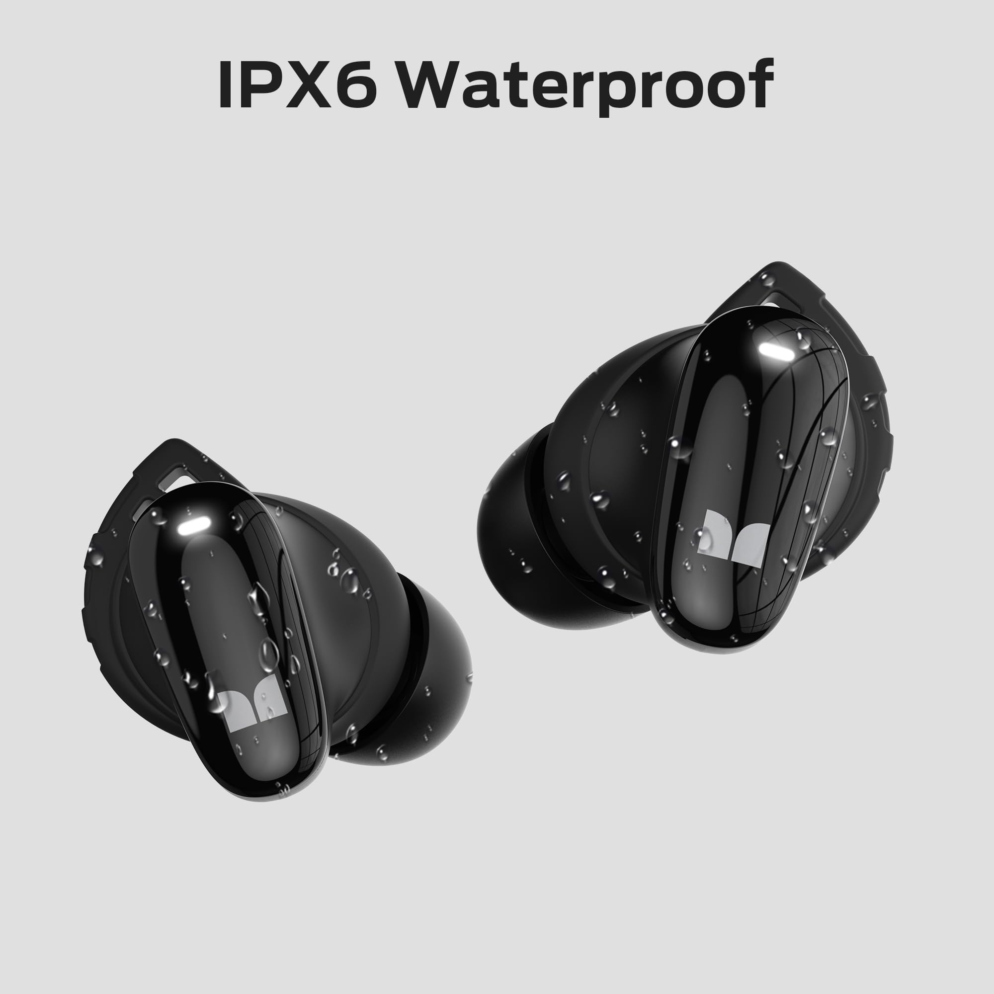 Monster N-Lite 206 Wireless Bluetooth 5.4 Earbuds - In-Ear Headphones with Built-in Mic, Touch Control, 25H Playtime, USB-C Fast Charging & IPX6 Waterproof - Comfortable Fit for Running, Workouts, Travel & Daily Use (Black)