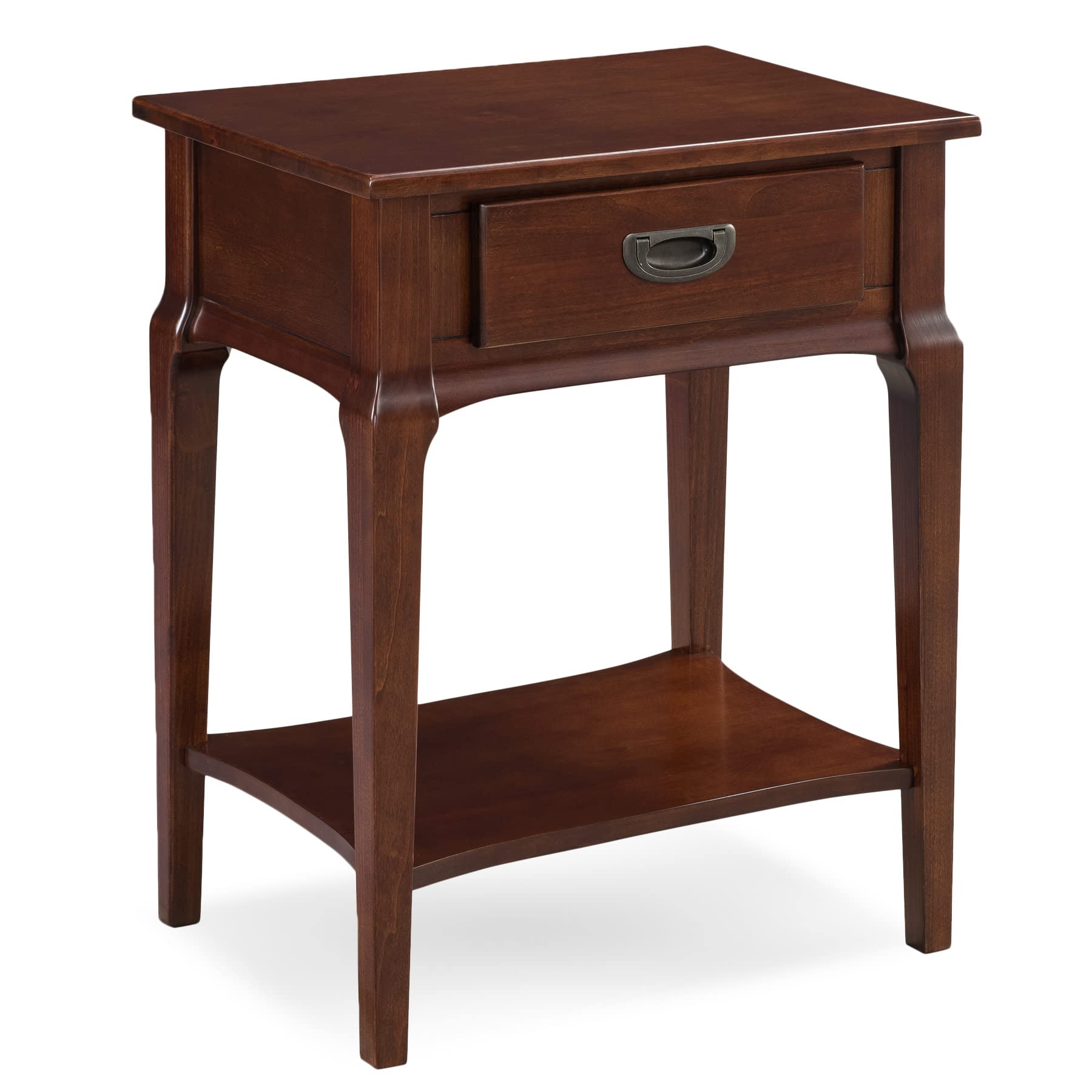 Leick Home 22022 Stratus One Drawer Nightstand with Shelf - Heartwood Cherry Finish Bedside Table for Bedroom, Living Room & Office
