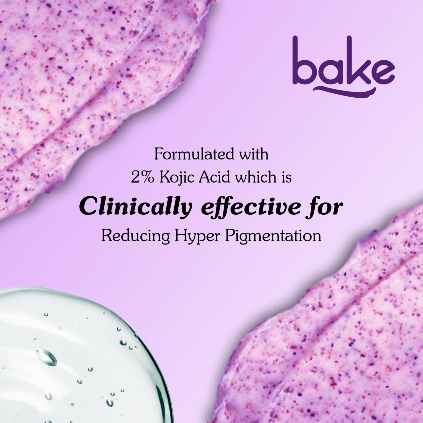 BAKE 2% Kojic Acid Lavender Body Scrub - Brightening & Exfoliating Treatment for Hyperpigmentation, Dark Spots & Uneven Skin Tone | Tan Removal & Skin Whitening | Targets Dark Knees, Elbows & Neck | 150g Natural Skincare | Perfect for Post-Sun Care & Pre-Party Glow Prep