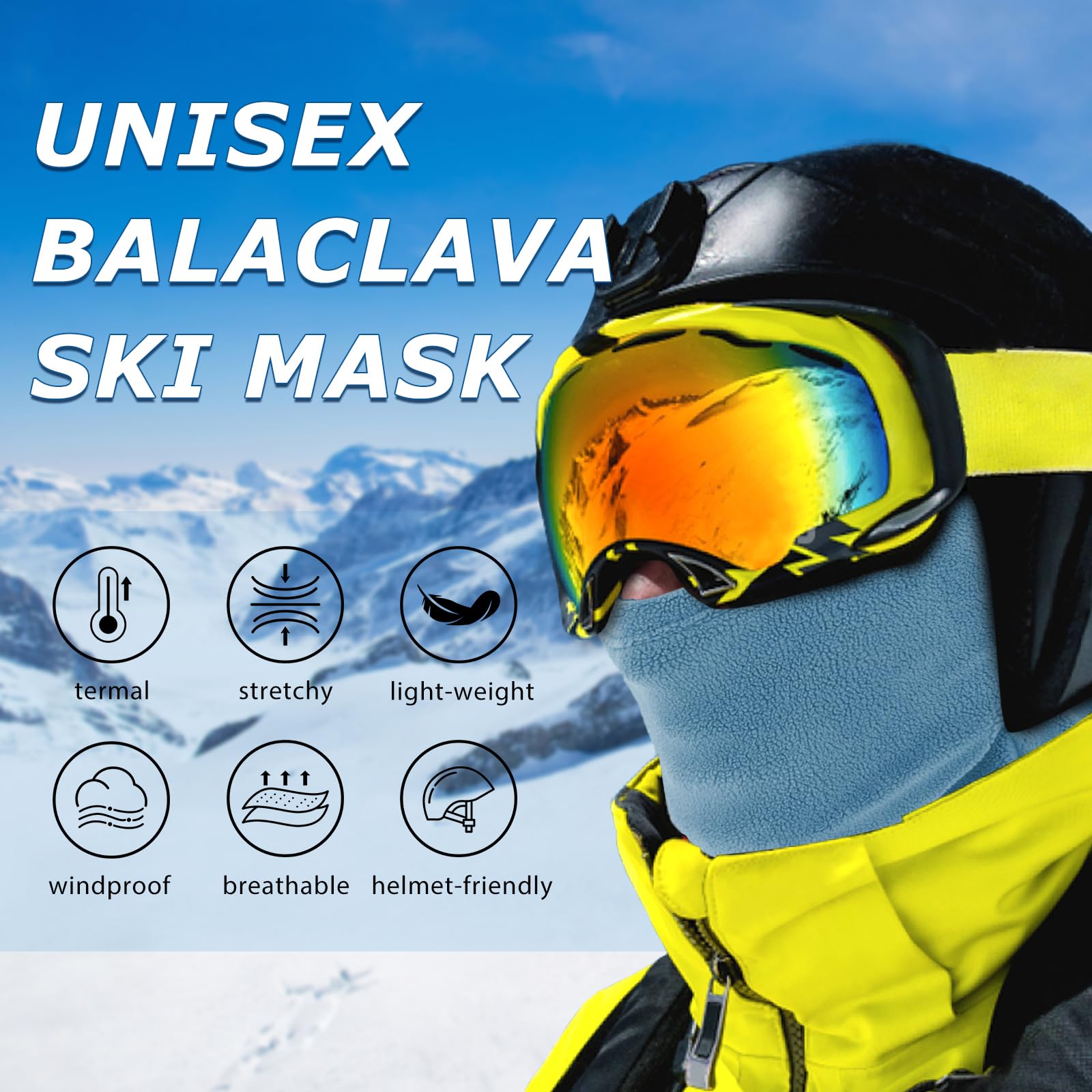 Fleece Balaclava Ski Mask for Men & Women - Warm, Windproof, Lightweight Winter Face Cover for Skiing, Snowboarding, Cycling | Cold Weather Outdoor Sports & Winter Activities Protection