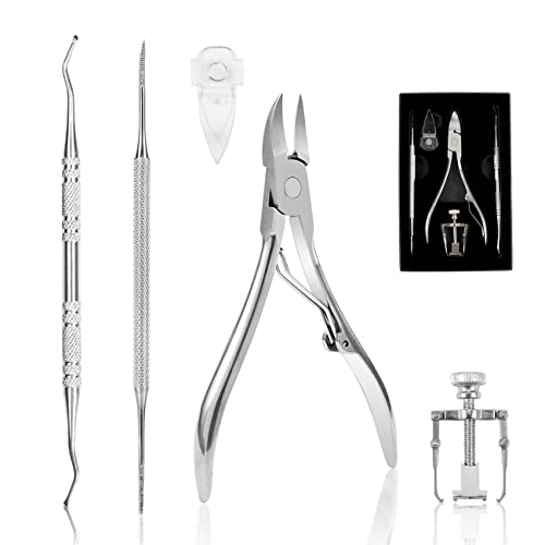 Professional Ingrown Toenail Clipper Kit (5PCS) - Stainless Steel Surgery Grade Manicure Pedicure Tools for Thick & Ingrown Nails - Perfect for Home Pedicure, Nail Care & Ingrown Toenail Treatment