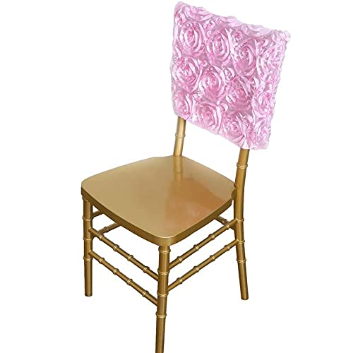 Satin Chair Caps Cover - 16 Inch Pink Rosette Decorative Furniture Protector (1 Piece) - Perfect for Wedding, Party, and Home Decor