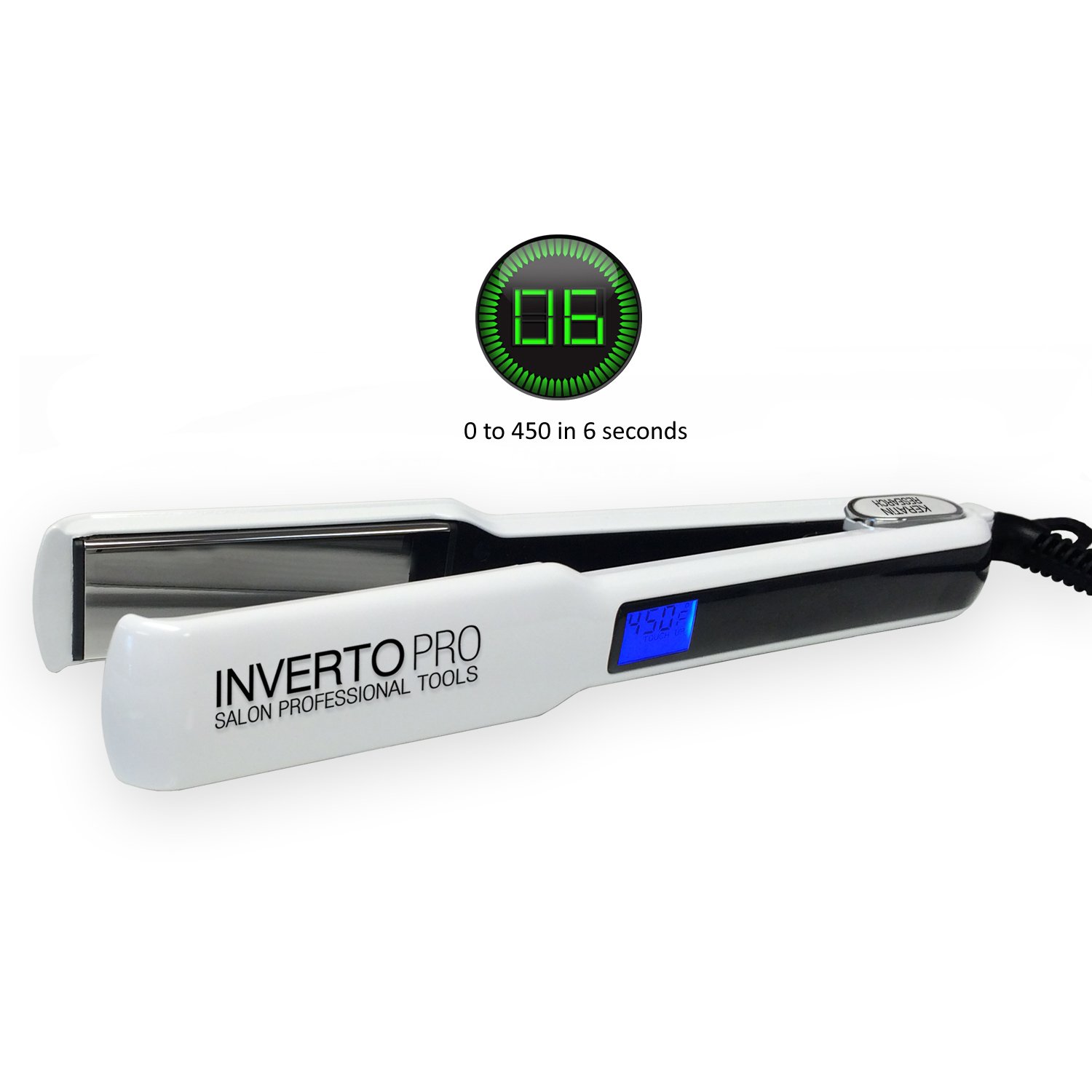 Professional Flat Iron Hair Straightener - 220V White with Silver Titanium Plates (1.5 Inch) for Keratin Treatments & Salon Use - Perfect for Smoothing, Styling & Frizz Control at Home or Professional Salons