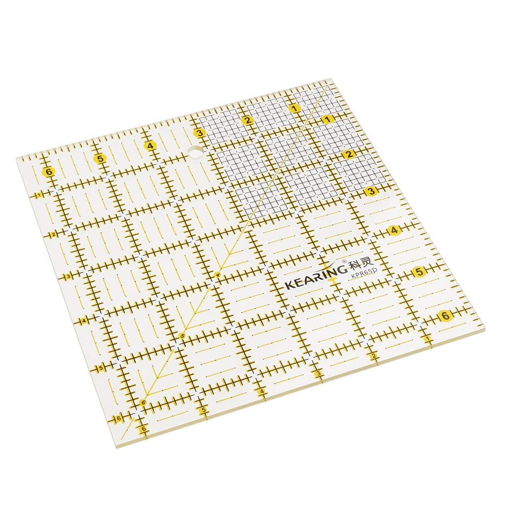 16.5x16.5cm Square Grid Sewing Quilting Ruler - Precision Patchwork Template for DIY Craft Projects - Perfect for Quilting, Embroidery & Scrapbooking Designs