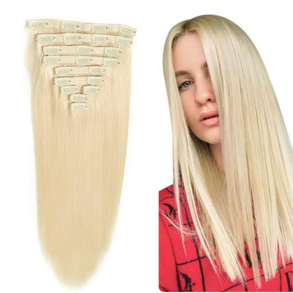 Platinum Blonde Clip In Hair Extensions 28