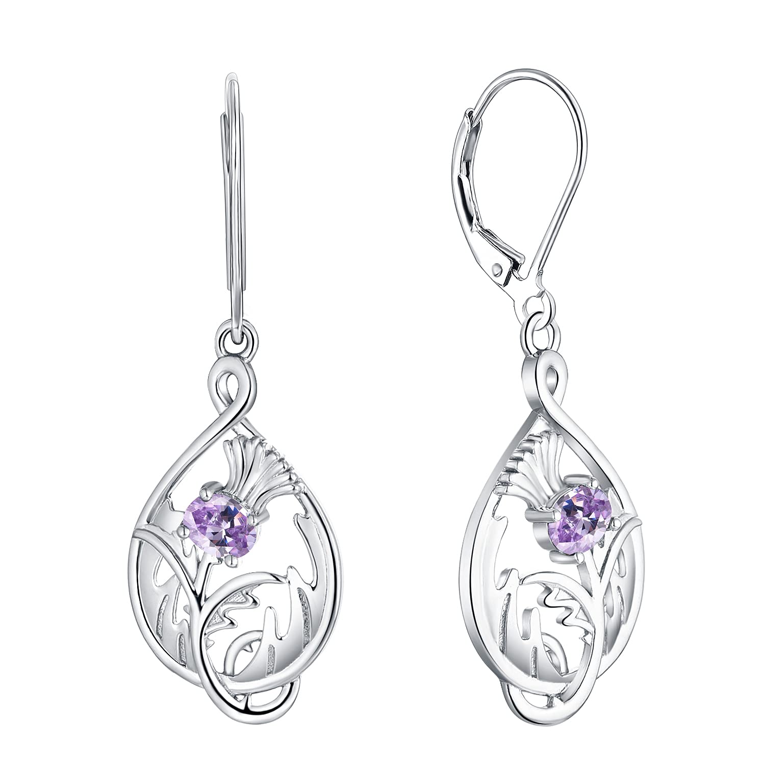 Scottish Thistle Earrings 925 Sterling Silver - Outlander Jewelry for Women | Wedding & Party