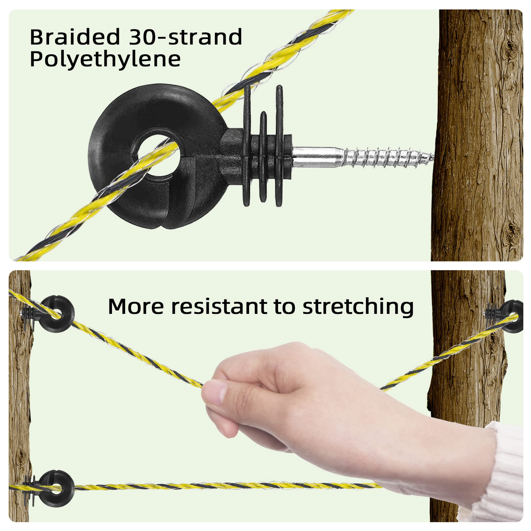 Upgraded 1312ft Electric Fence Poly Wire - 9 Stainless Steel Strands 1/8