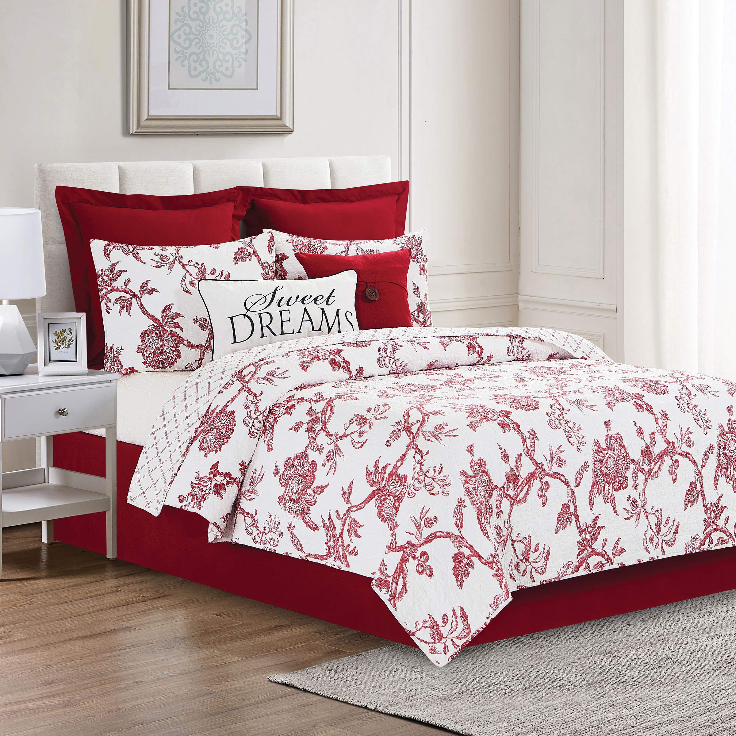 **C&F Home Colonial Williamsburg Arcadia Crimson Red Twin Quilt Set - Reversible 100% Cotton, Machine Washable, 2-Piece Bedding Set for Cozy Comfort - Perfect for Guest Rooms, Dorms & Seasonal Decor**